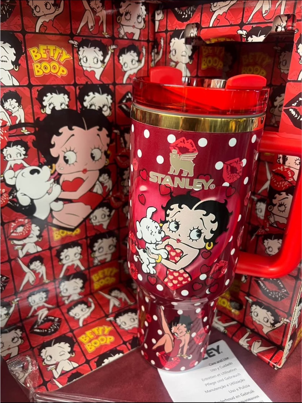 Stanley Red Betty Boop Polka Dot Travel Mug
